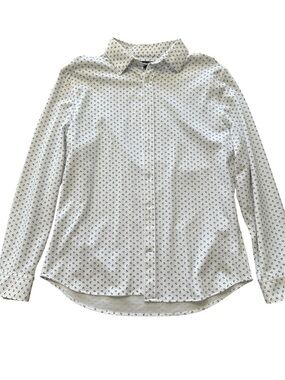 Express White Button-Up Shirt with Small Navy Print